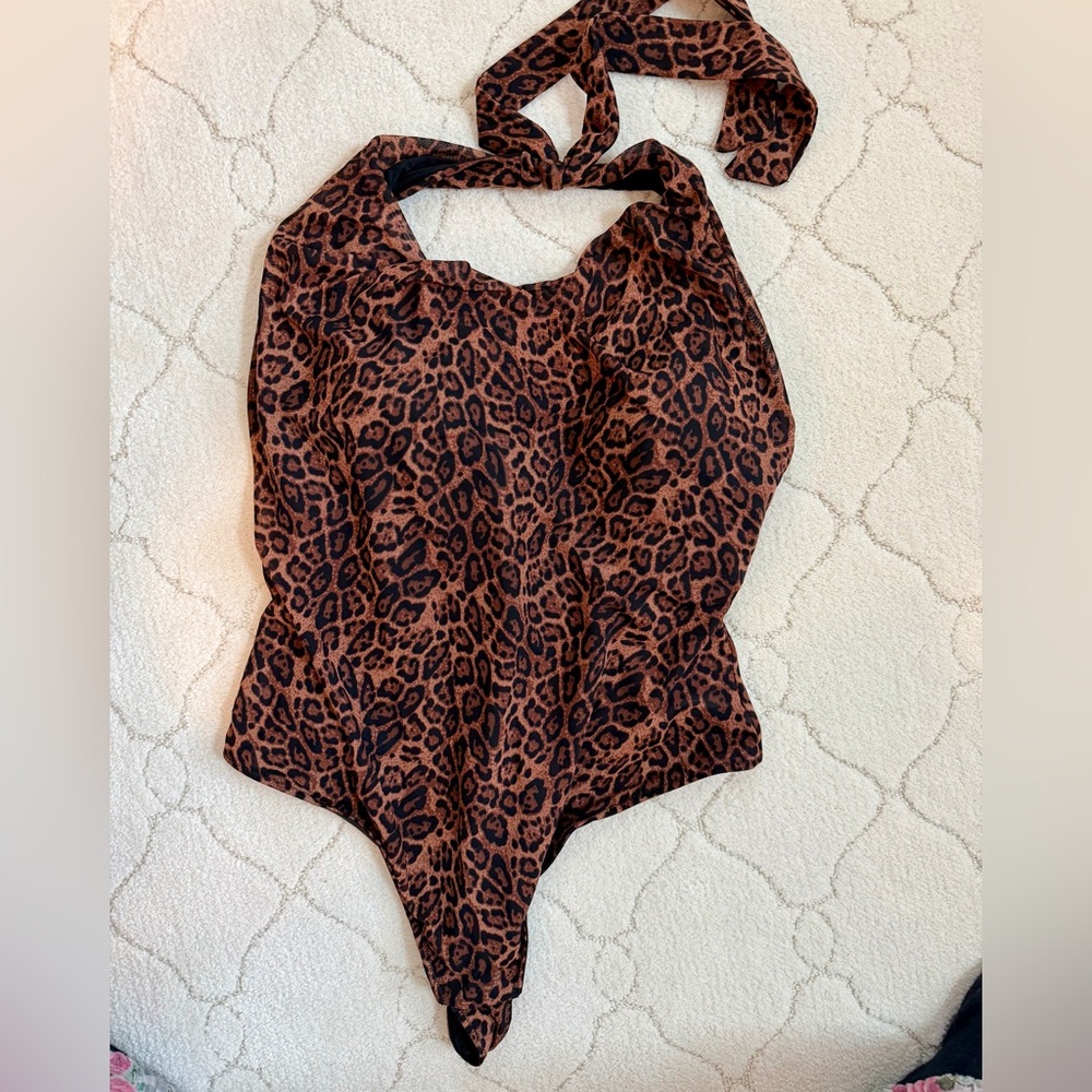Popilush Leopard Halter One-Piece Bodysuit NWT – 3XL